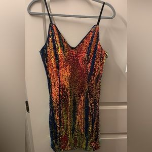COPY - Forever 21 Rainbow Sequin Mini Dress - LG